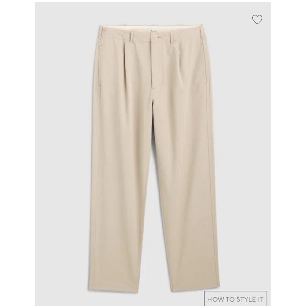 NWT Madewell Pleated Chino Pants in Uniform Twill Beige 33 - Picture 6 of 11